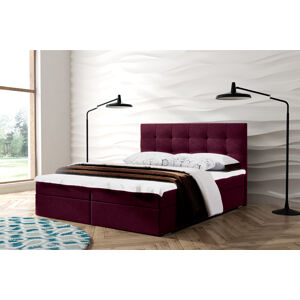 Kontinentální čalouněná postel Oslo - Lux (200x200 cm) Barva látky Lux: 17 Bordo