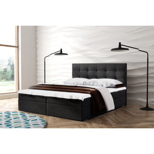 Eka Kontinentální čalouněná postel Oslo - Lux (200x200 cm) Barva látky Lux: 23 Černá