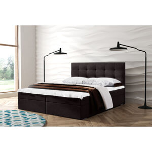 Eka Kontinentální čalouněná postel Oslo - Lux (200x200 cm) Barva látky Lux: 13 Tmavě hnědá