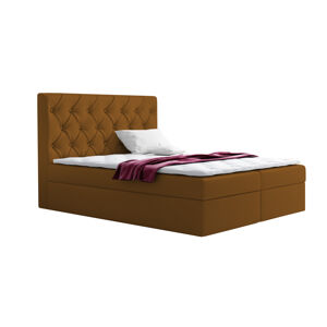 Eka Kontinentální čalouněná postel Elegant - Fresh (90x200 cm) Barva látky - Fresh: Hořčicová (37)