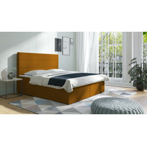 Eka Kontinentální čalouněná postel Malibu - Riviera (140x200 cm) Barva látky Riviera: Hořčicová (41)