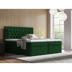 Eka Kontinentální čalouněná postel Mona - Kronos (200x200 cm) Barva látky: Tmavě zelená (14)
