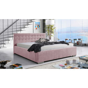 Eka Čalouněná postel Anastasia 140x200 cm – Kovový rám, Světlá růžová (2319) Barva látky: (2319) Světlá růžová