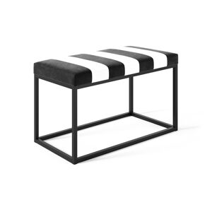 Eka Čalouněná lavice s kovovým rámem 80 x 40 cm - Černo / bílá