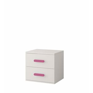 IDZ Noční stolek Smyk - Bílá / Barevné úchytky Barva: Růžová