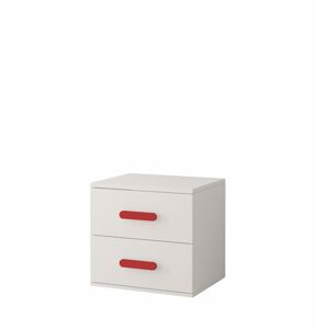 IDZ Noční stolek Smyk - Bílá / Barevné úchytky Barva: Červená