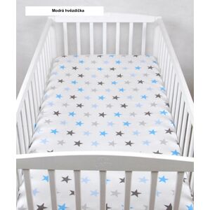 PupyHou Dětské prostěradlo do postele bavlna - 120 x 60 cm, Modrá hvězdička
