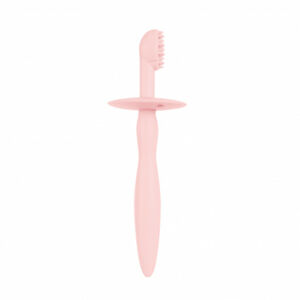 Canpol babies Silikonový zubní kartáček/kousátko se štítkem růžový