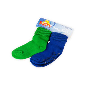 Bobas Kojenecké froté ponožky 10-11 cm (2 páry) – Zelené a modré