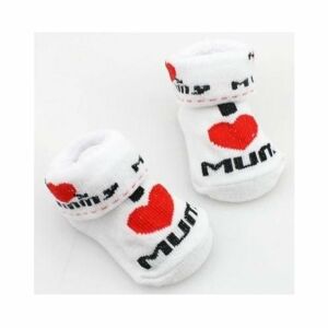 MR Kojenecké  ponožky - I love mum bílé - vel. 68 - 74