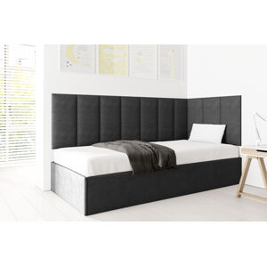 Eka Čalouněná postel Lucy s čalouněnými panely ZDARMA - 90x200 cm Barva látky Trinity: (2316) Černá