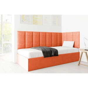 Eka Čalouněná postel Lucy s čalouněnými panely ZDARMA - 90x200 cm Barva látky Trinity: (2317) Oranžová