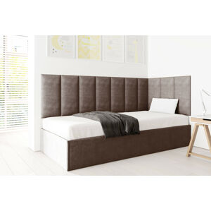 Eka Čalouněná postel Lucy s čalouněnými panely ZDARMA - 90x200 cm Barva látky Trinity: (2308) Tmavá hnědá