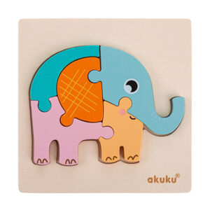 Akuku Dřevěná dětská vkládačka / puzzle - slon