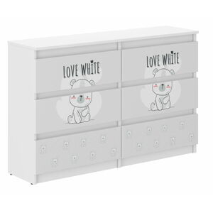 WD Dětská komoda 120 cm - Bílý medvídek