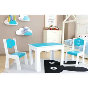 Dětský stůl a dvě židličky - modrý mráček