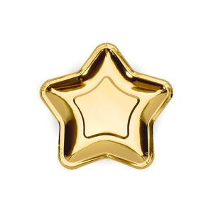 PCo Papírové talířky - tvar Hvězdy, zlatá 18 cm, 6ks