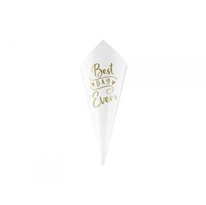 PCo Kornout na konfety - motiv Best Day Ever, bílá 16 cm, 10 ks