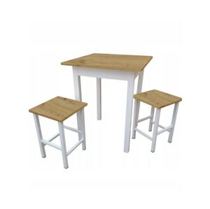 Ali Set - kuchyňský stůl 60 x 60 cm + 2x židle MINI  -  dub artisan / bílá