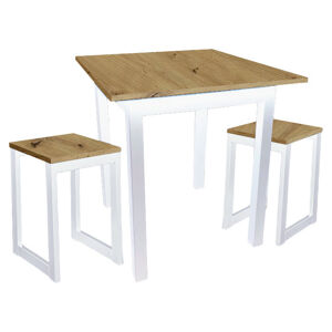 Dede Set - kuchyňský stůl 80 x 60 cm + 2x židle MINI  -  dub artisan / bílá
