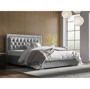 Eka Čalouněná postel Mona 140x200 cm Barva látky Trinity: (2315) Tmavá šedá, Úložný prostor: S dřevěným rámem úložného prostoru