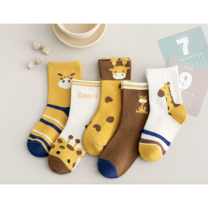 AL Dětské ponožky z organické bavlny 5 párů - Žirafy 12 - 15 cm / 1 - 3 roky