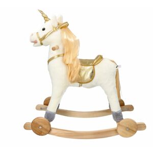 NEF Plyšový houpací kůň s kolečky - zlatý jednorožec