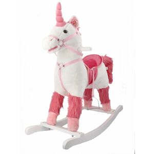 NEF Plyšový interaktivní houpací kůň s kolečky - růžový jednorožec