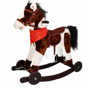 NEF Plyšový interaktivní houpací kůň s kolečky - tmavě hnědý