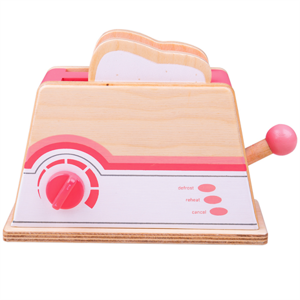 Bigjigs Toys Dřevěný hrací toaster, růžový