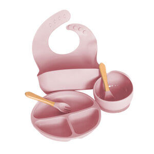 Dětská silikonová jídelní sada PupyHou, 5-dílná Barva: Pink (růžová)