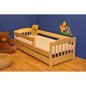 DRW Dětská postel z masivu Edík 160 x 80 cm - barva Přírodní + PUR matrace a šuplík