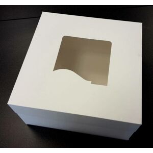 Dortová krabice bílá čtvercová s okénkem (32 x 32 x 18 cm)