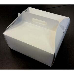 Dortová krabice bílá čtvercová s úchytem (26 x 26 x 14 cm)