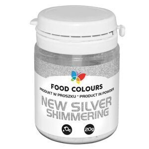 Jedlá prachová perleťová barva Food Colours New Silver (20 g) Stříbrná
