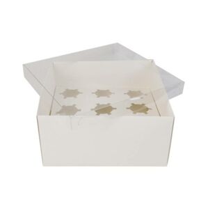 Krabice s průhledným víkem bílá na 9 ks muffinů (25,4 x 25,4 x 12,7 cm)