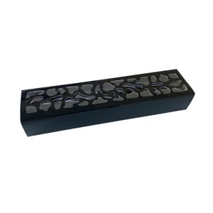 Krabička na makronky černá se zdobeným okénkem 25,8 x 6 x 4 cm (na 10 kusů)