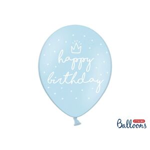PartyDeco balónky světle modré Happy Birthday (6 ks)