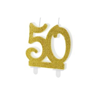PartyDeco svíčka zlatá číslo 50